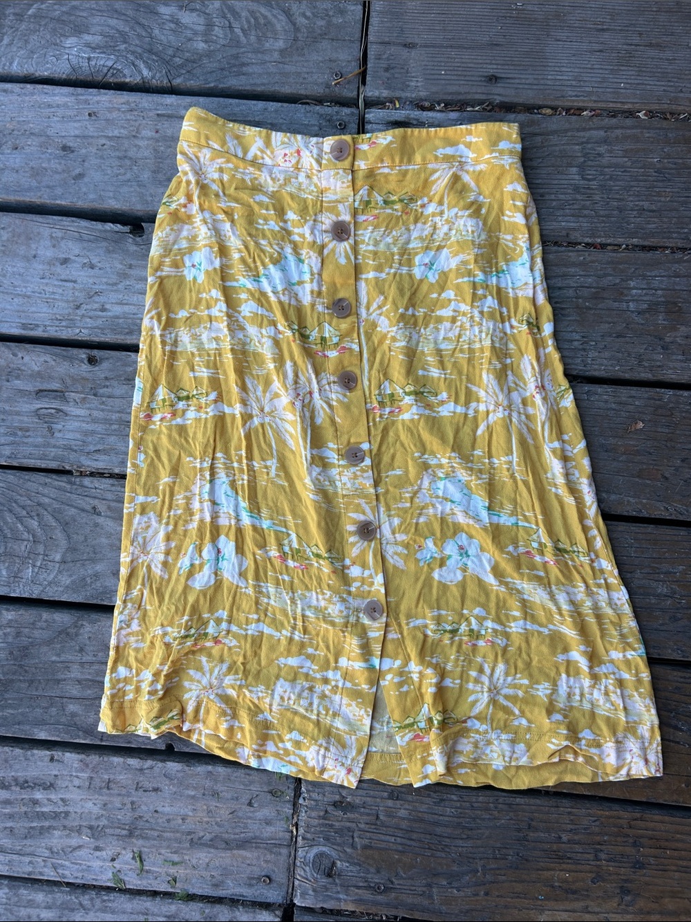 Yellow Floral midi Skirt medium